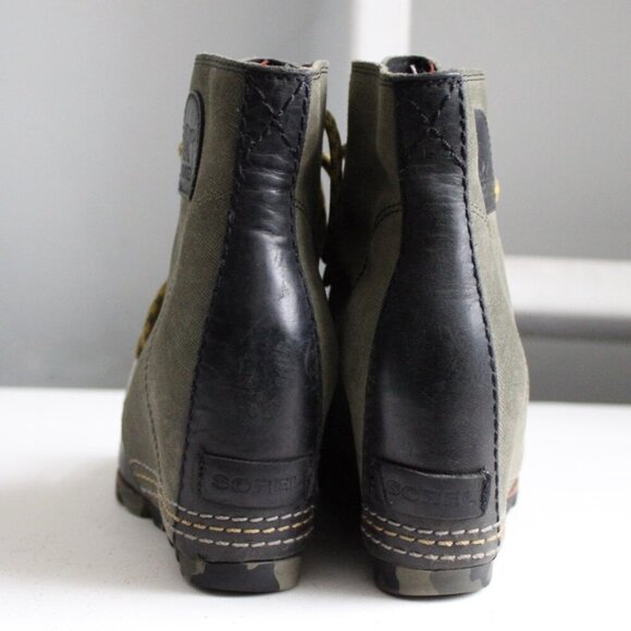 SOREL Women's Green Black 1964 Premium Waterproof  Wedge Heeled Boots Size 6 - Picture 3 of 5